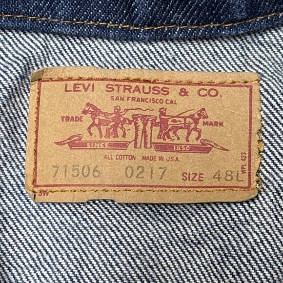 Vintage Levis Type III Trucker Jacket Mens 48 L Dark Wash 71506-0217 80s USA - Picture 5 of 7